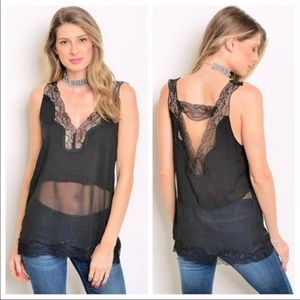Esley Black Lace Top